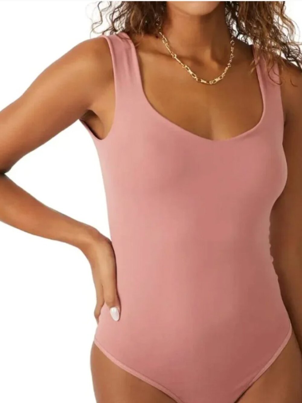 Intimately Free People Windblush Scoop Neck Bodysuit in Dusty Pink SZ XS/S New - Picture 1 of 6